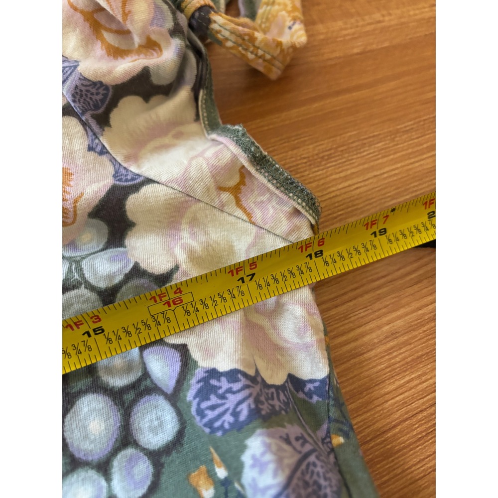 Chaps Maxi Dress Womens Large 100% Cotton Green Floral Tie Sleeve Boho Cottage - Picture 6 of 9